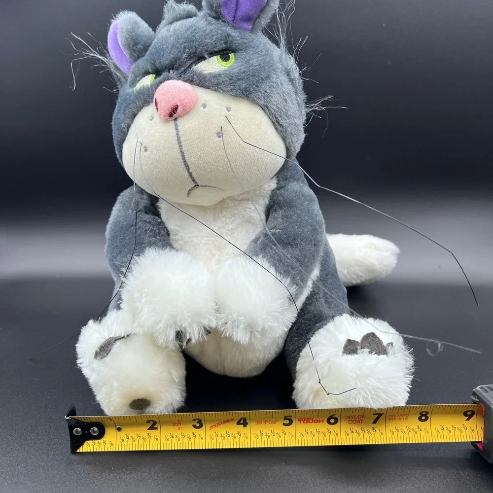 Disney Cinderella Lucifer the Cat Plush Grumpy Grey White plush *see pics
